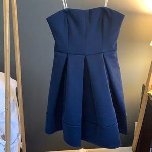 HALSTON HERITAGE NAVY BLUE STRAPLESS DRESS